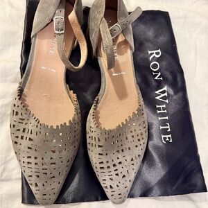 New Ron White suede cut-out flats with ankle strap